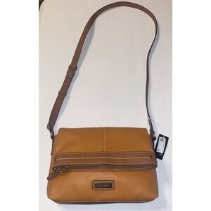KIM ROGERS Brown Pleather Crossbody Shoulder Handbag w/Adjustable Strap Purse